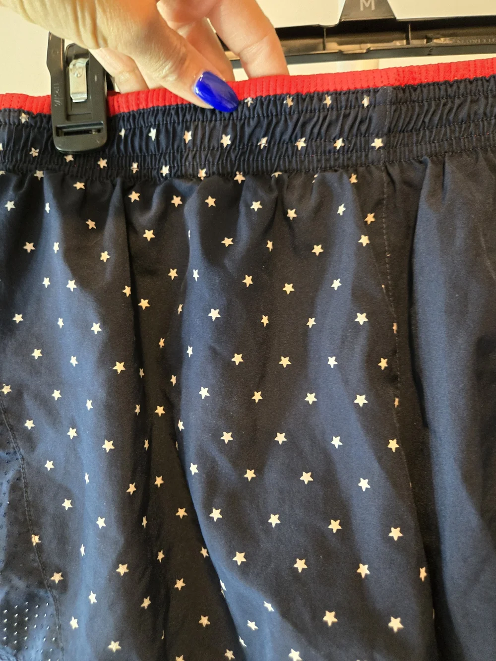 Nike Americana Navy Star Print Running Shorts with Red Trim